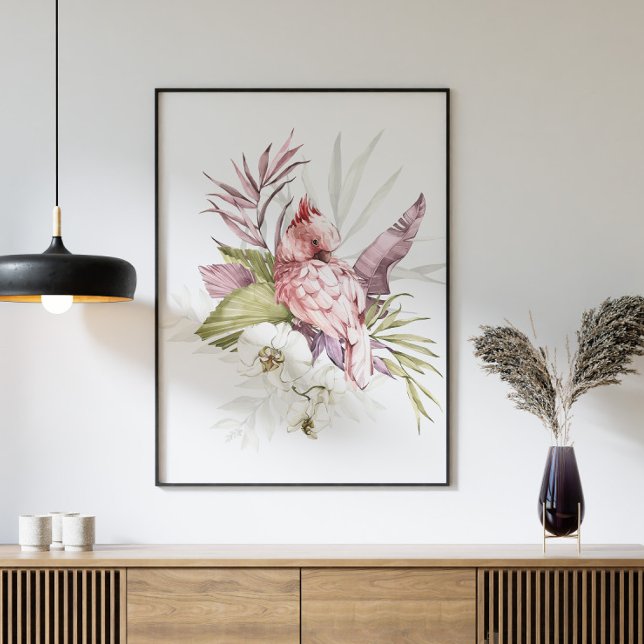 Póster Cockatoo Pink Parrot Watercolor Art (Subido por el creador)