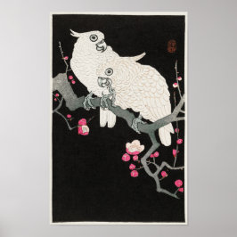 Póster Cockatoos y flores de ciruelas por Ohara Koson