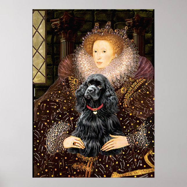 Póster Cocker (negro) - Reina (Frente)