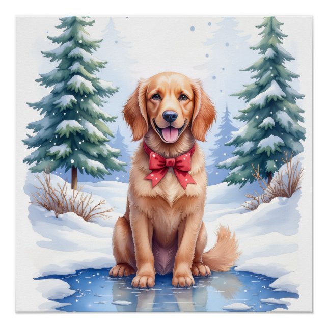 Póster Cocker Spaniel Americano de Agua Estanque Congelad (Anverso)