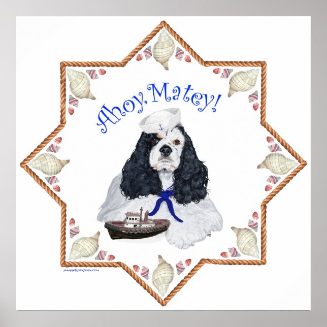Póster Cocker Spaniel Americano Marinero (Frente)