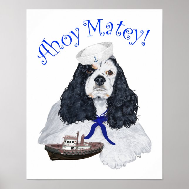 Póster Cocker Spaniel Americano Marinero (Frente)