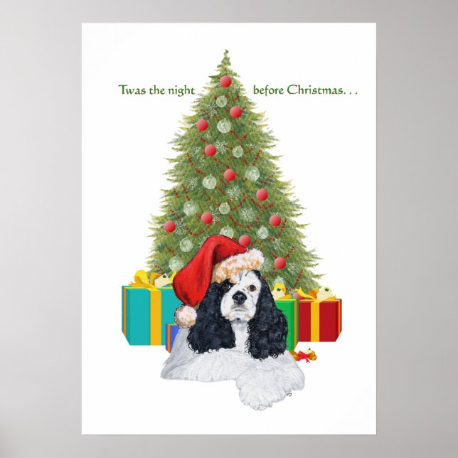 Póster Cocker Spaniel Americano Navidad (Frente)