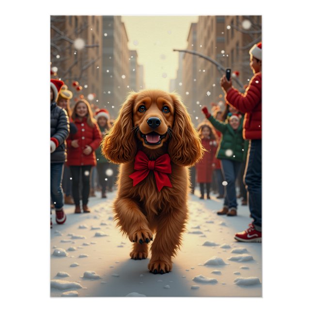 Póster Cocker Spaniel Christmas Parade Holiday Painting (Anverso)