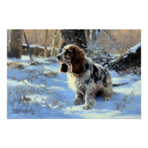 Póster Cocker Spaniel Deja que nieve Navidad 