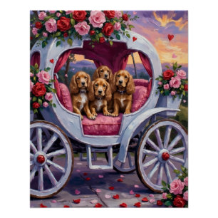 Póster Cocker Spaniel Día de San Valentín 