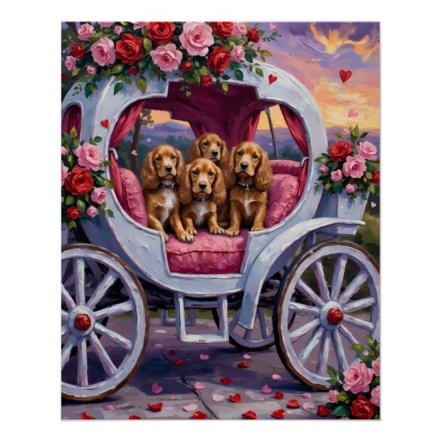 Póster Cocker Spaniel Dog Valentine's Day  (Anverso)