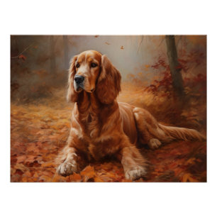 Póster Cocker Spaniel en hojas de otoño caídas inspira