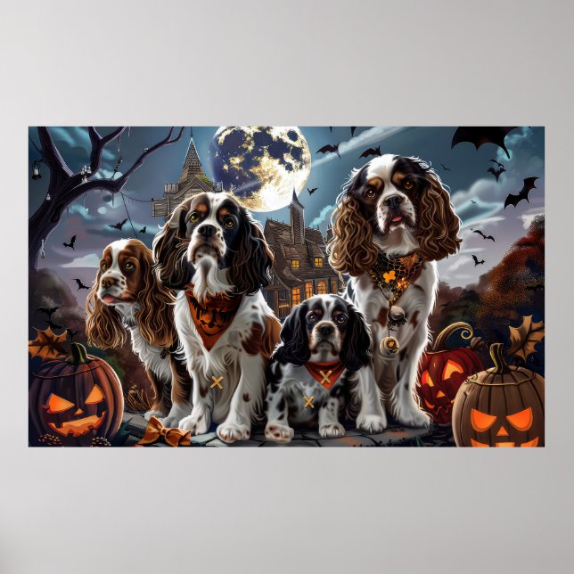 Póster Cocker Spaniel Halloween Espeluznante (Frente)