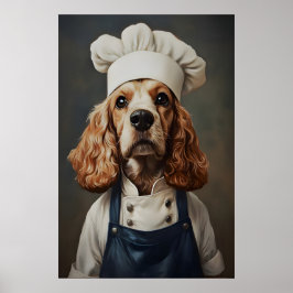 Póster Cocker Spaniel Inglés con Gorro de Chef Póster, Ma