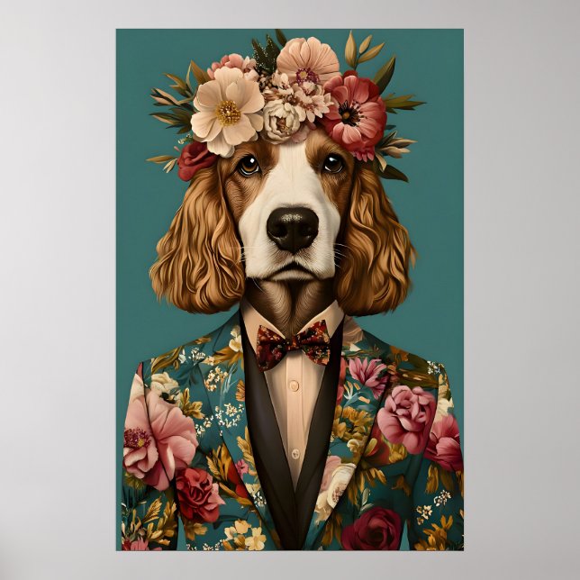 Póster Cocker Spaniel Inglés con Traje Póster, Cocker (Frente)