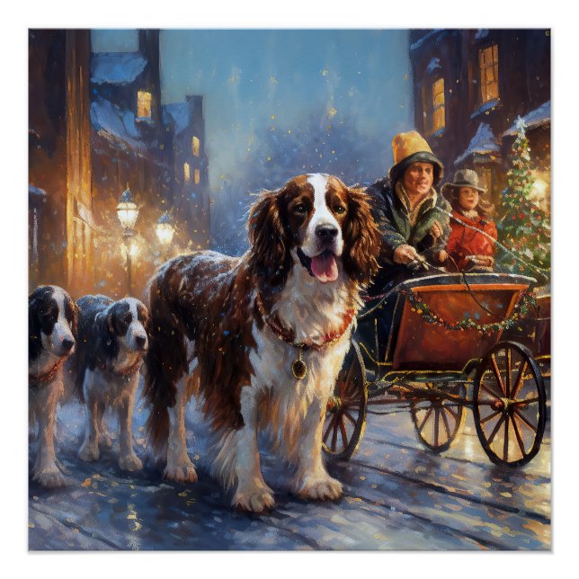 Póster Cocker Spaniel Inglés de Primavera Temporada Navid (Anverso)