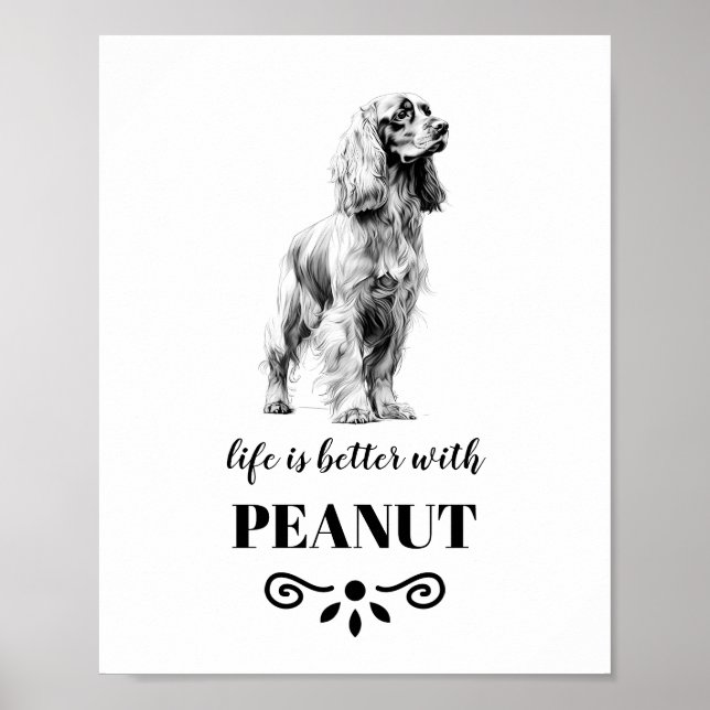 Póster Cocker Spaniel Life es mejor con el nombre del per (Frente)