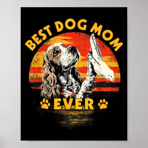 Póster Cocker spaniel mamá puesta de sol retro divertido 