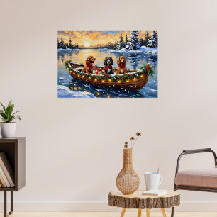 Póster Cocker Spaniel Navidad Barco Fiesta