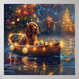 Póster Cocker Spaniel Viaje Festivo de Navidad