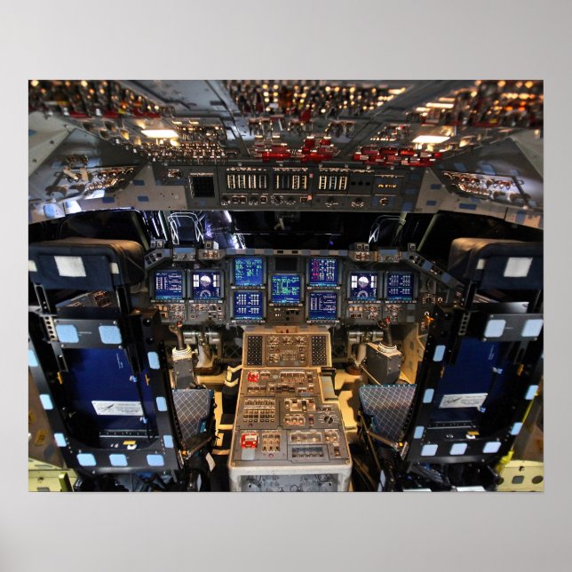 Póster Cockpit del transbordador espacial Endeavor Flight (Frente)