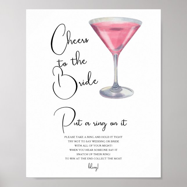 Póster Cocktail Bridal shower Put a ring on it game (Frente)