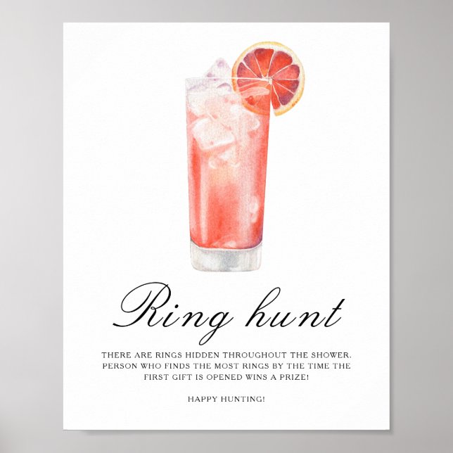 Póster Cocktail Bridal shower - Ring hunt game (Frente)