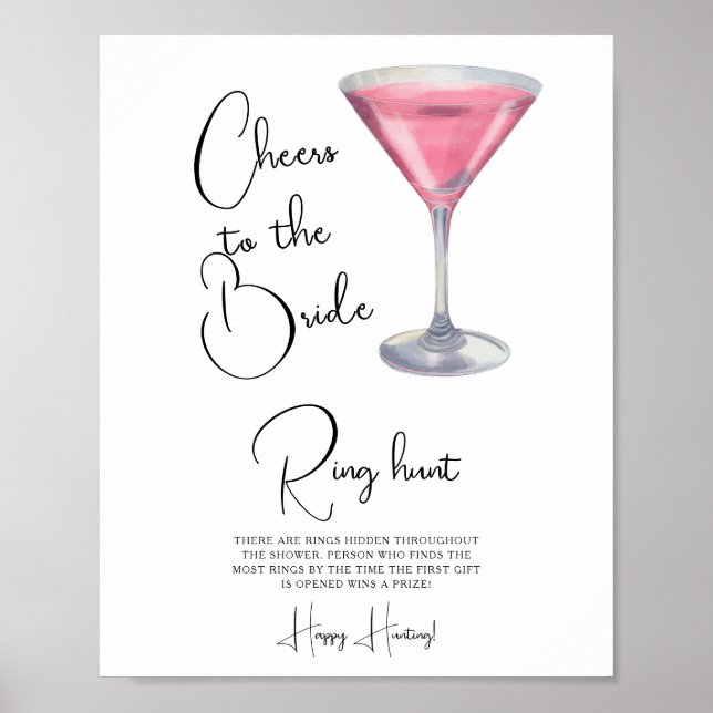 Póster Cocktail Bridal shower Ring hunt game (Frente)