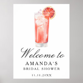 Póster Cocktail Citrus - bridal shower welcome sign