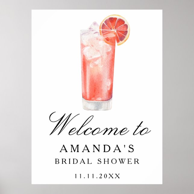 Póster Cocktail Citrus - bridal shower welcome sign (Frente)