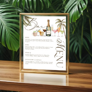 Póster Cocktails de color acuático tropical Menú de bar B