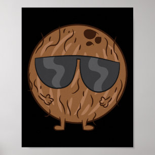 Póster Coco de fruta de verano de coco con gafas de sol A