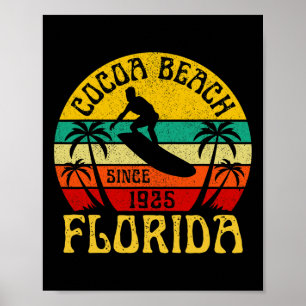Póster Cocoa Beach Florida Surfing Surfista Océano Vintag