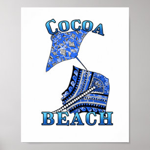 Póster Cocoa Beach Florida Vacaciones Tribal Stingray