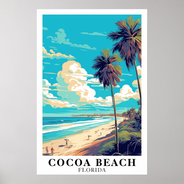 Póster Cocoa Beach Florida Vintage Travel Art (Frente)