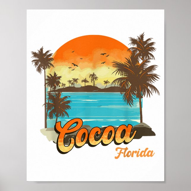 Póster Cocoa Florida Beach Summer Vacation Palm Sunset (Frente)