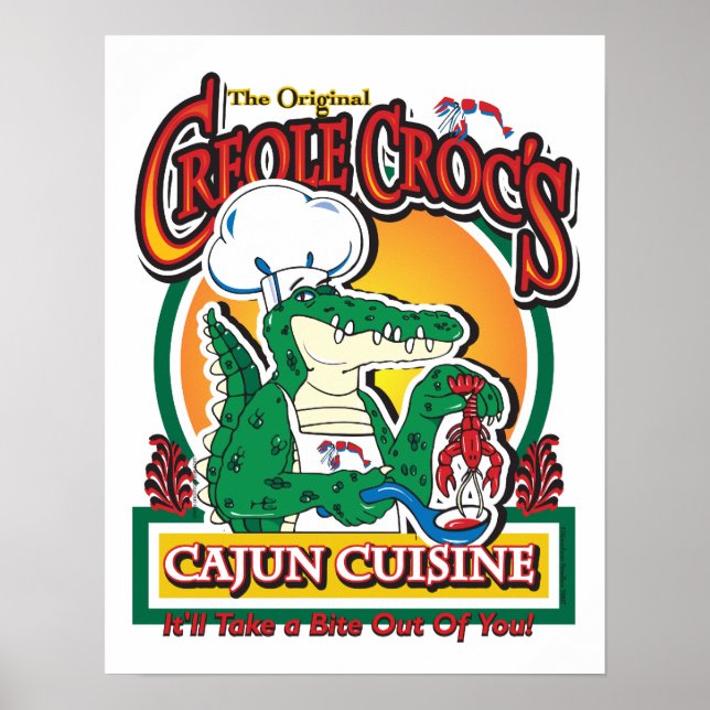 Póster Cocodrilo cajun de Nueva Orleans (Frente)