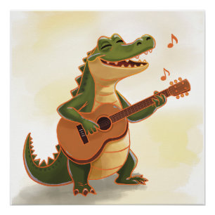 Póster Cocodrilo Rockero con Guitarra – Divertido Animal 