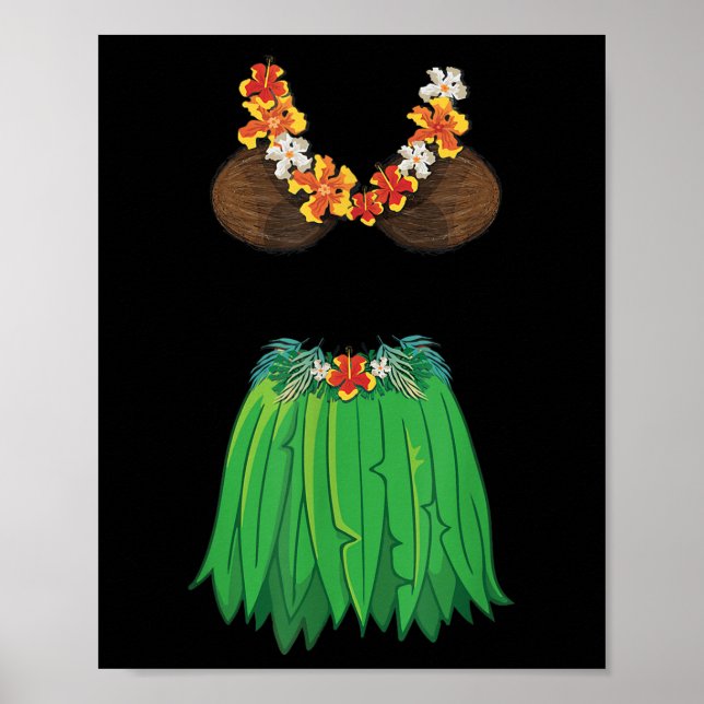 Póster Coconut Bra Gr Skirts Lei Flowers Summer Fiesta Ha (Frente)