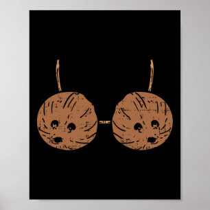 Póster Coconut Bra Hawaiian Tiki Hula Fiesta DIY Hallowee