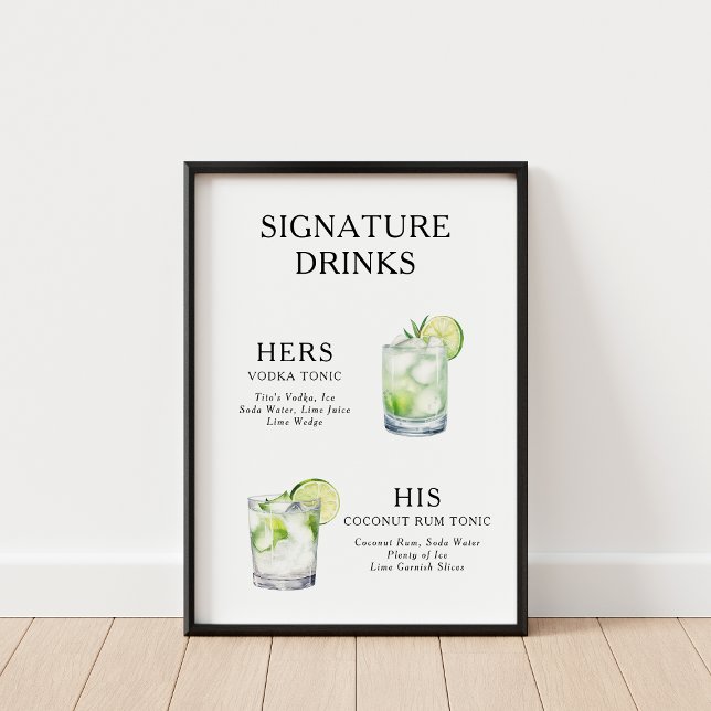Póster Cóctel Boda para bebidas con firma (Subido por el creador)