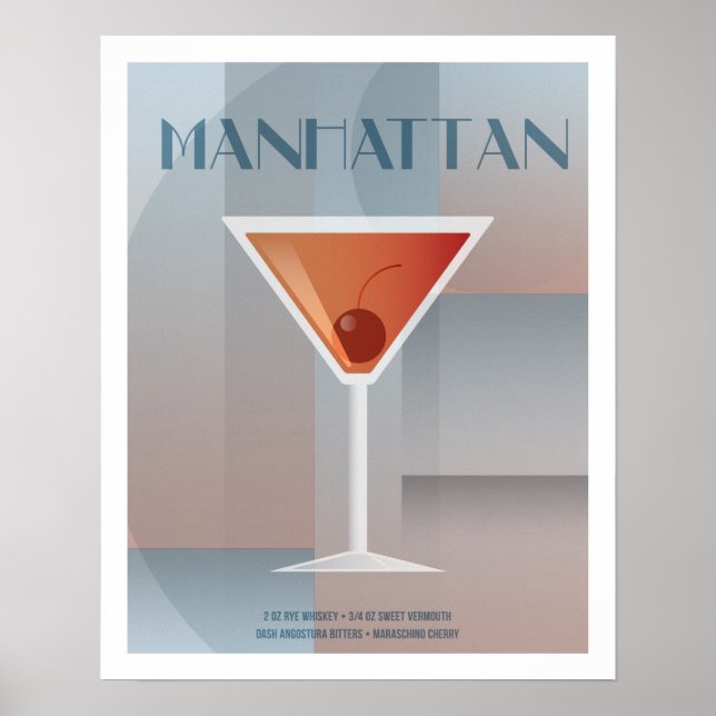 Póster Cóctel clásico de Manhattan (Frente)