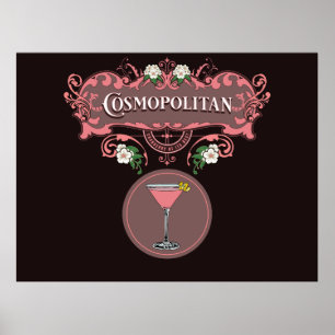 Póster Cóctel cosmopolita retro