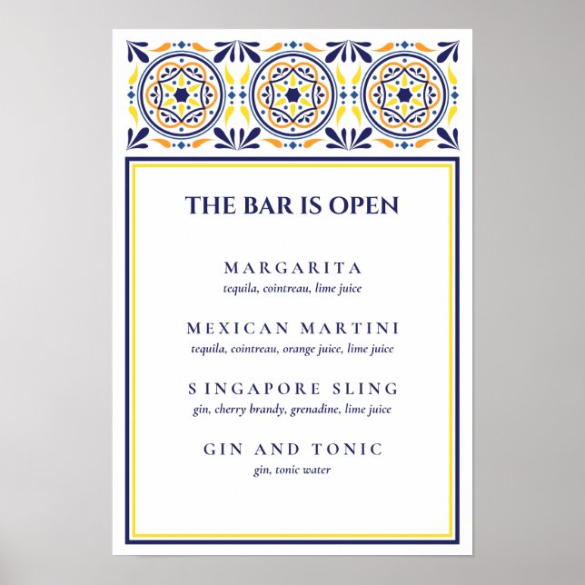 Póster Cóctel de firma de baldosas amarillas de la Armada (Frente)