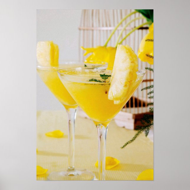 Póster Cóctel de Fresca de piña y jengibre (Frente)