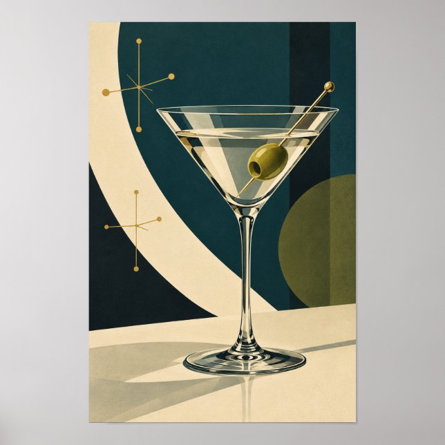 Póster Cóctel de Martini de Aceituna – Pared de Bar Moder (Frente)