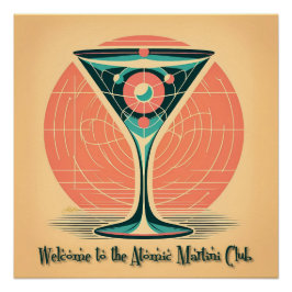 Póster Cóctel del Club de Martini Atómico de Entrelazamie