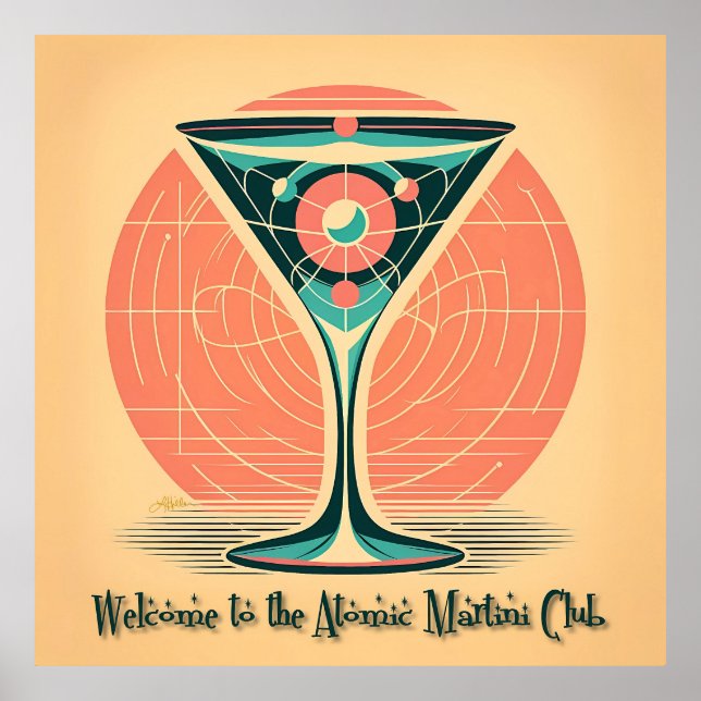 Póster Cóctel del Club Quantum Entanglement Atomic Martin (Frente)