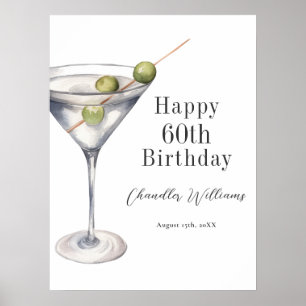 Póster Cóctel Martini Feliz Cumpleaños 60
