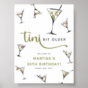 Póster Cóctel Martini 'Un poquito más vieja' Cumpleaños d
