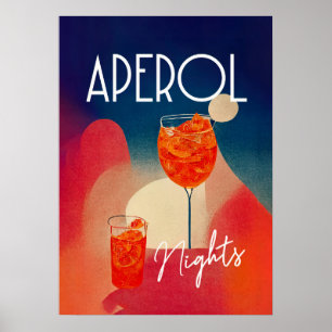 Póster Cóctel Retro Aperol Spritz Nights