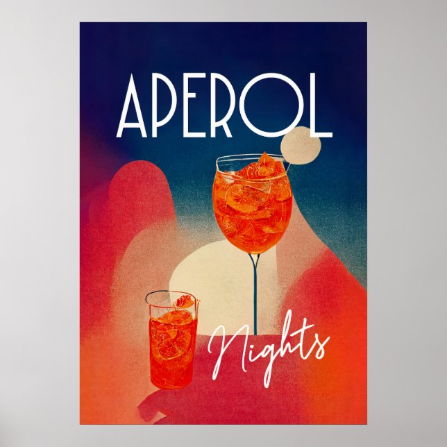 Póster Cóctel Retro Aperol Spritz Nights (Frente)