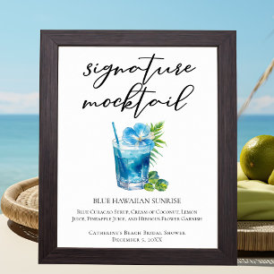 Póster Cóctel sin alcohol Tropical Playa Azul Hawaiano Si
