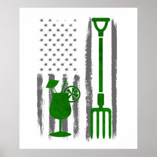 Póster Cóctel y jardinería  - Antigua bandera estadounide